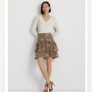 Women's Floral Crinkle Georgette Tiered Skirt